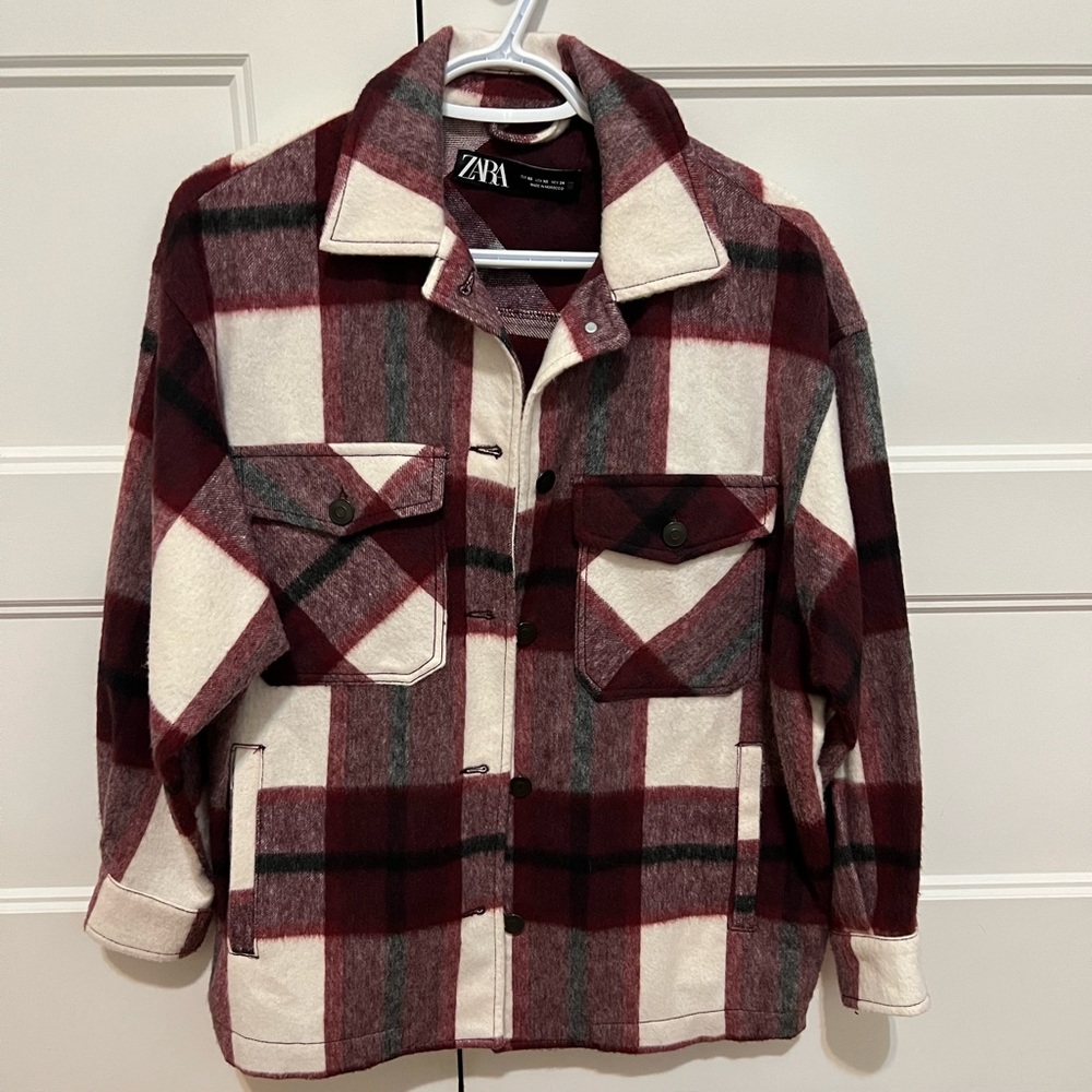 Zara Plaid Shacket Overshirt in xs